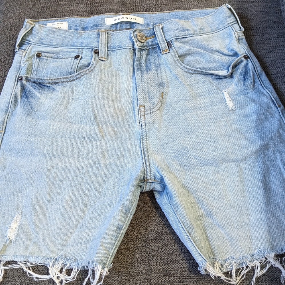 PacSun Sky Blue Ripped Denim Shorts
